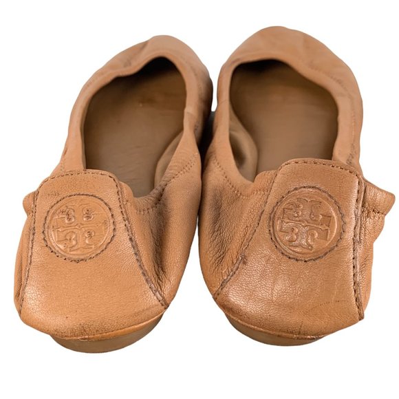 Tory Burch Women's Eddie Lamb Leather Ballet Flats in Royal Tan Size 6.5 - Picture 9 of 11